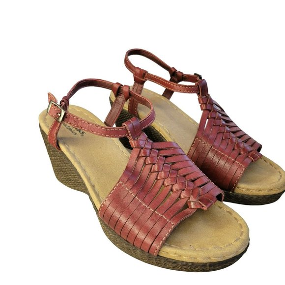 Clarks Shoes - Clarks Bendables Womans Size 6M Sandal Shoes Wedge Red Brown